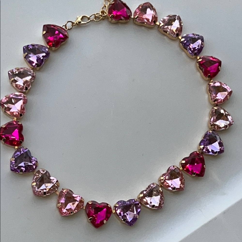 Heart-Shaped Pink and Purple Necklace - Picture 2 of 11